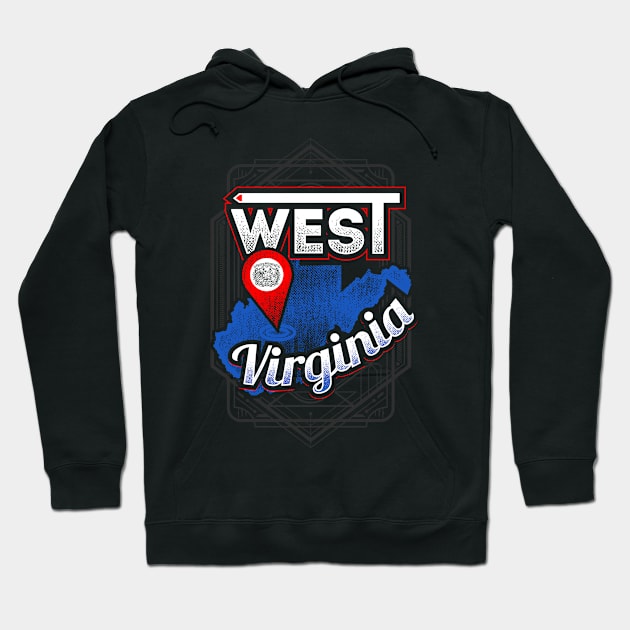 West Virginia State Blue Map Graphic Hoodie by jaybeebrands